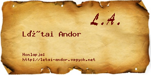 Létai Andor névjegykártya